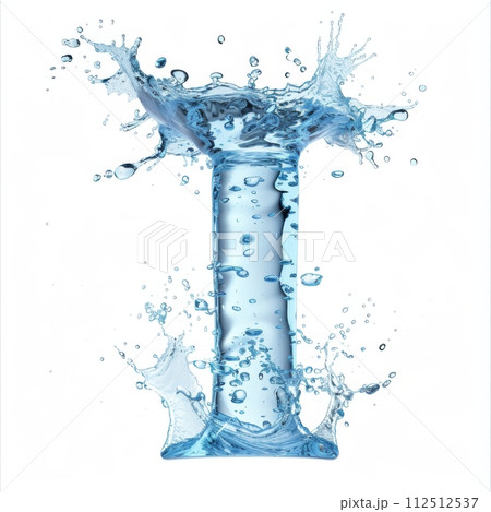 Latin letter I of water splashes. Letter I. Water splashes alphabet isolated on a white background. 112512537