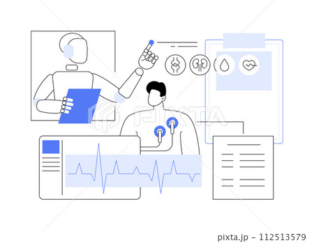 AI-Analyzed Patient Health Monitoring abstract concept vector illustration. AI-Analyzed Patient Health Monitoring abstract concept vector illustration. 112513579