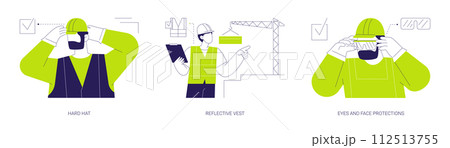 Personal safety gear at construction site abstract concept vector illustrations. 112513755