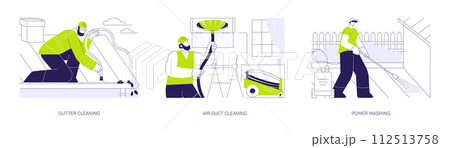 Property cleaning services abstract concept vector illustrations. Property cleaning services abstract concept vector illustrations. 112513758
