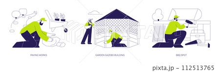 Small architectural forms installation abstract concept vector illustrations. Small architectural forms installation abstract concept vector illustrations. 112513765