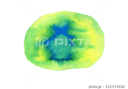 Artistic planet Earth yellow, green, yellow and blue gradient liquid watercolor round shape. Abstract painting watercolour textured circle, nature illustration, geography concept Artistic planet Earth yellow, green, yellow and blue gradient liquid watercolor round shape. Abstract painting watercolour textured circle, nature illustration, geography concept 112514182