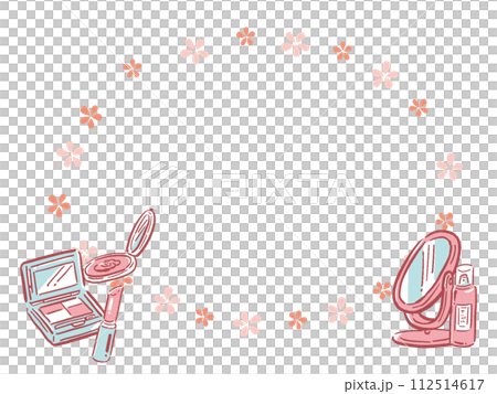 化妝品化妝品粉紅色和淺藍色手繪風格框架插畫 化妝品化妝品粉紅色和淺藍色手繪風格框架插畫 112514617