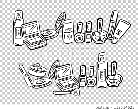 化妝品排隊化妝品手繪風格線條畫插圖集 化妝品排隊化妝品手繪風格線條畫插圖集 112514623