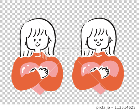 女人擁抱她的心分手插圖集 112514625