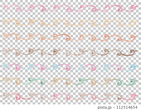 [Watercolor] Arabesque pattern illustration set 112514654