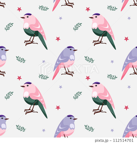 Seamless seasonal pattern with small birds Seamless seasonal pattern with small birds 112514701