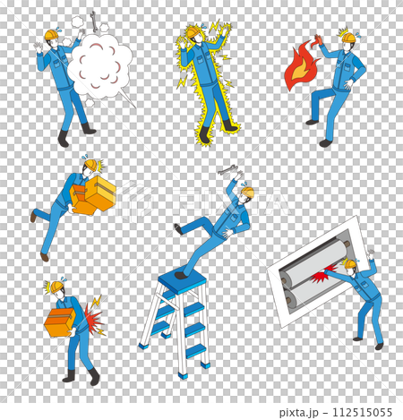 Industrial accident dangerous work illustration set 112515055