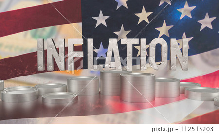 The Inflation and coins on Usa flag Background for Business concept 3d rendering. 112515203