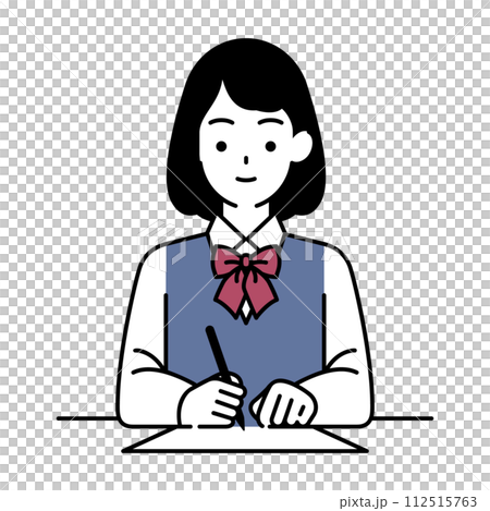 Illustration of a female student studying brightly and positively 112515763