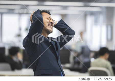 頭をかかえる50代のビジネスマン 112515975