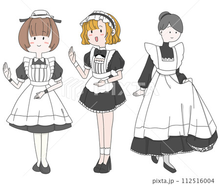 いろいろなメイドさんのイラスト 112516004