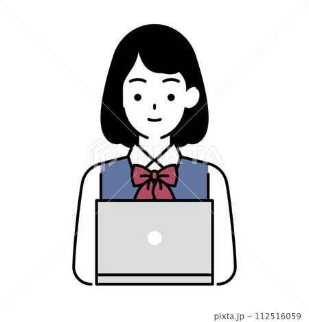 ノートパソコンを使って勉強する女子生徒 ノートパソコンを使って勉強する女子生徒 112516059