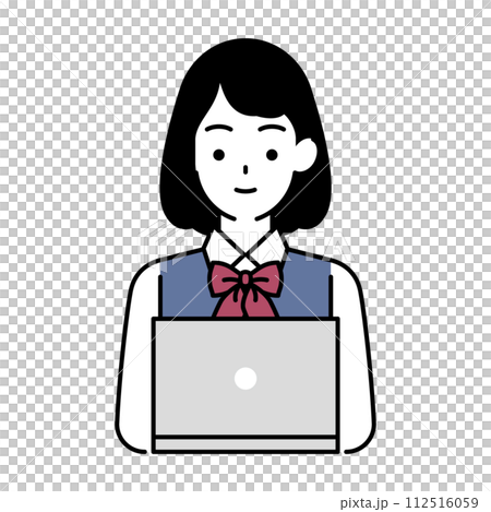 ノートパソコンを使って勉強する女子生徒 ノートパソコンを使って勉強する女子生徒 112516059