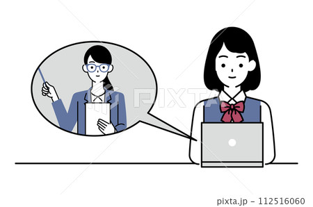 オンライン学習で効率的に勉強する女子生徒 オンライン学習で効率的に勉強する女子生徒 112516060