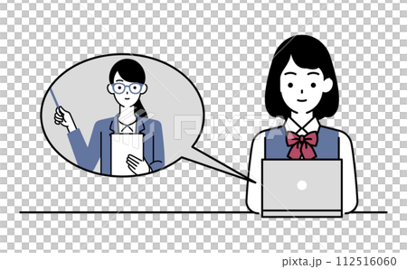 オンライン学習で効率的に勉強する女子生徒 オンライン学習で効率的に勉強する女子生徒 112516060