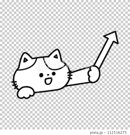 矢印を持ったかわいい猫・線画 112516275