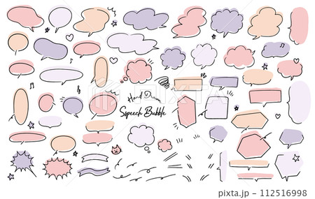 手書き 手描きのシンプルな吹き出しのイラストセット 112516998