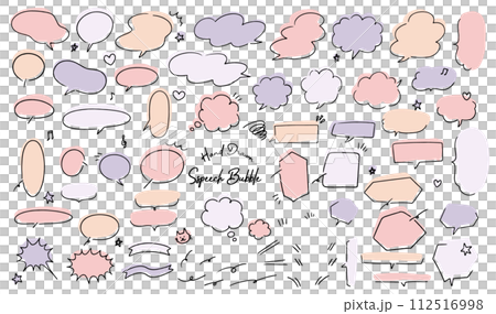 手書き 手描きのシンプルな吹き出しのイラストセット 112516998