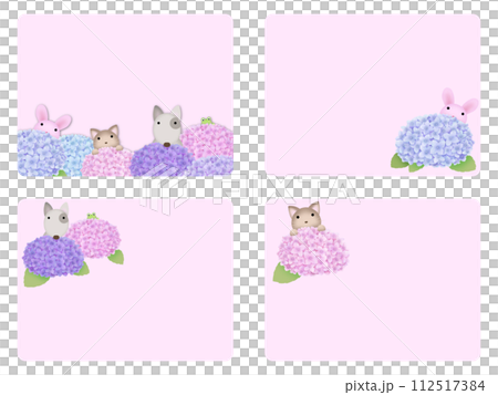 Hydrangea and animal message card set ③ 112517384