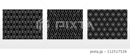 Geometric set of seamless black and white patterns. Simple vector graphics 112517526