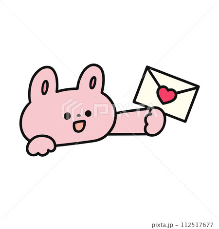 手紙を持ったかわいいウサギ 112517677