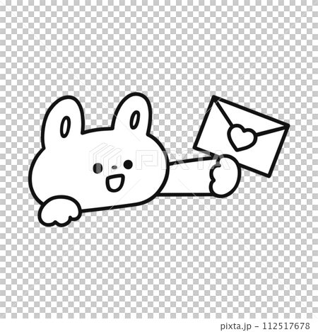 Cute rabbit holding a letter/line drawing 112517678