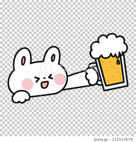 Rabbit toasting with beer mug 112517679
