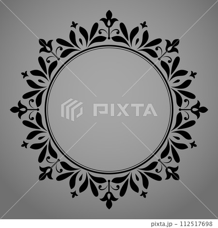 Decorative frame Elegant vector element for design in Eastern style, place for text. Floral black and gray border. Lace illustration for invitations and greeting cards Decorative frame Elegant vector element for design in Eastern style, place for text. Floral black and gray border. Lace illustration for invitations and greeting cards 112517698
