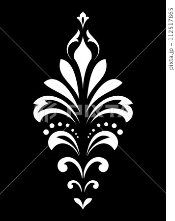 Damask graphic ornament. Floral design element. Black and white vector pattern. Damask graphic ornament. Floral design element. Black and white vector pattern. 112517865