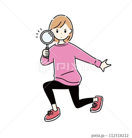 虫眼鏡を持っている女性 虫眼鏡を持っている女性 112518212