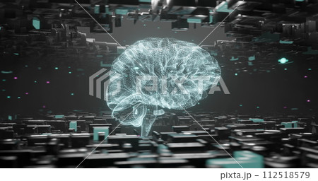 Image of glowing blue human brain and...のイラスト素材 [112518579] - PIXTA