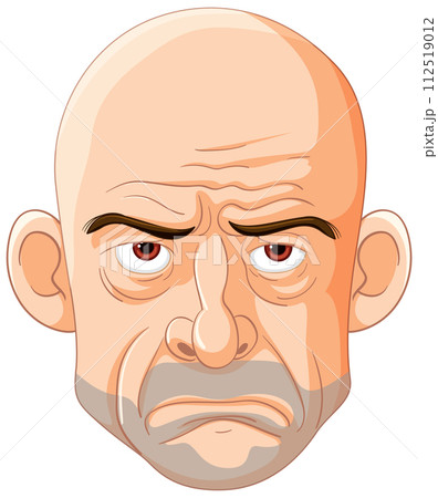 Expressive Bald Man Cartoon Illustration 112519012