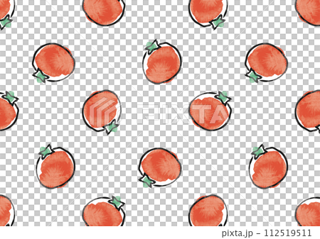 Hand-painted watercolor cute tomato pattern seamless background_horizontal 112519511