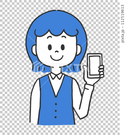 A woman in uniform holding a smartphone A woman in uniform holding a smartphone 112519613