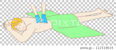 A cute man who is lying face down and receiving an exfoliating beauty treatment salon Simple illustration vector 112519614