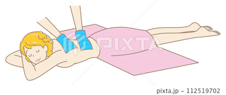 うつ伏せに寝て気持ちよさそうに垢すりエステを受けている可愛い女性 シンプル イラスト ベクター うつ伏せに寝て気持ちよさそうに垢すりエステを受けている可愛い女性 シンプル イラスト ベクター 112519702