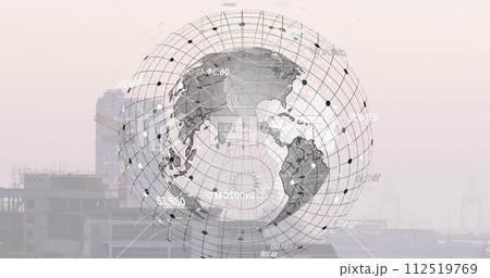 Image of globes over cityscape 112519769