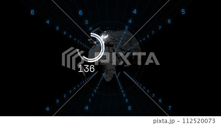 Image of data processing and globe over black background 112520073