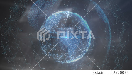 Image of glowing globe with network of connections Image of glowing globe with network of connections 112520075