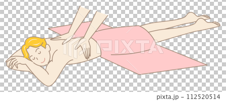 Cute naked man lying face down and receiving a massage Simple illustration vector 112520514