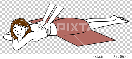 可愛的裸體女人臉朝下躺著接受按摩簡單的插圖向量 可愛的裸體女人臉朝下躺著接受按摩簡單的插圖向量 112520620