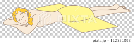 可愛的裸體女人臉朝下躺著等待按摩簡單的插圖向量 112521098