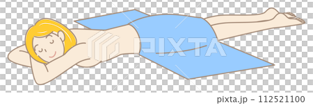 可愛的裸體女人臉朝下躺著等待按摩簡單的插圖向量 112521100