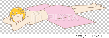 うつ伏せに寝てマッサージを待っている裸の可愛い女性 シンプル イラスト ベクター 112521102