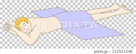 可愛的裸體男人臉朝下躺著等待按摩簡單的插圖向量 112521146