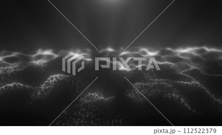 Black and white energy magic digital high tech waves with light rays lines and energy particles. Abstract background 112522379
