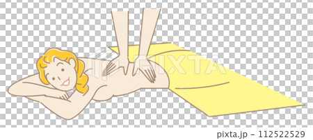 可愛的裸體女人臉朝下躺著接受按摩簡單的插圖向量 112522529