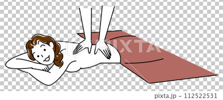 Cute naked woman lying face down and receiving a massage Simple illustration vector 112522531