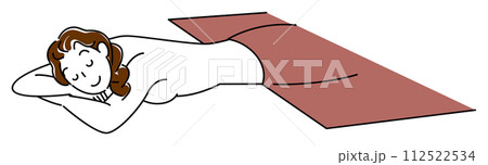 うつ伏せに寝てマッサージを待っている裸の可愛い女性 シンプル イラスト ベクター 112522534